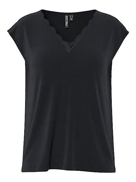 pieces Kurzarmshirt "PCKAMALA LACE V-NECK TEE JRS NOOS BC" günstig online kaufen