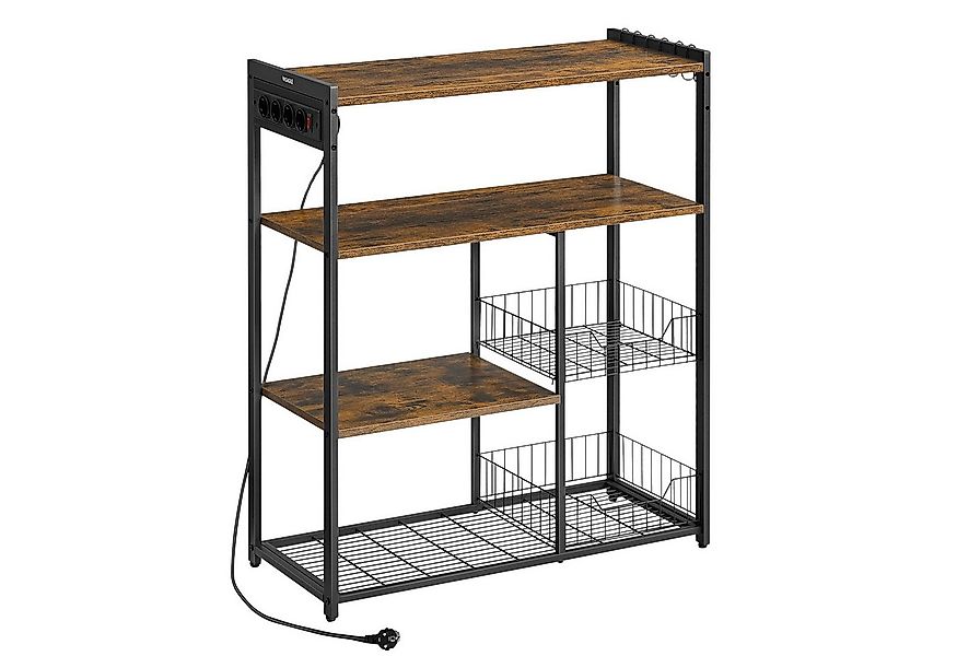 VASAGLE Küchenregal, Standregal mit Steckdosen, 6 Haken, 35 x 80 x 93,5 cm günstig online kaufen