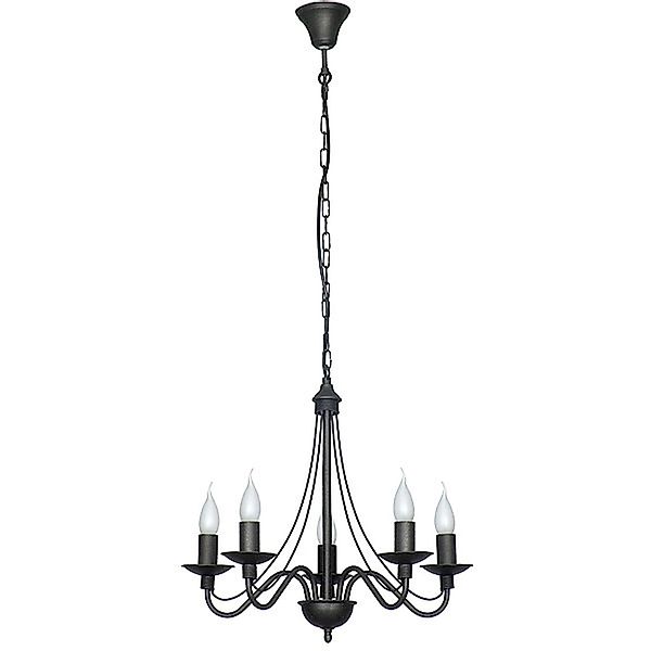 Licht-Erlebnisse Kronleuchter Rosabella Metall Schwarz 5-Flammig E14 günstig online kaufen