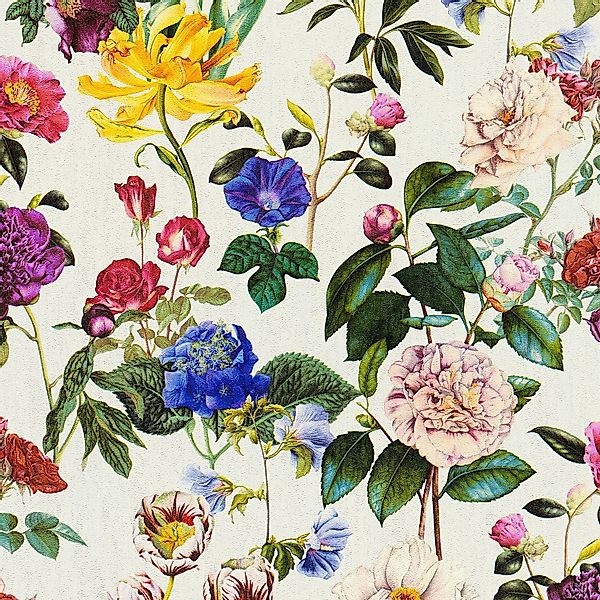 PROFHOME 373361-GU Exklusive Luxus Tapete Blumen Matt Creme Grün Gelb 0,53 günstig online kaufen