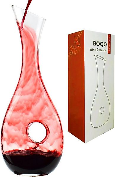 BOQO Dekovase Kristallglas 1200 ml Weindekanter mit Rotwein Belüftung (1 St günstig online kaufen