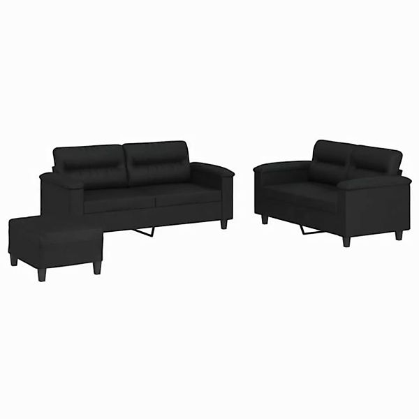 vidaXL Sofa 3-tlg. Sofagarnitur mit Kissen Schwarz Kunstleder günstig online kaufen