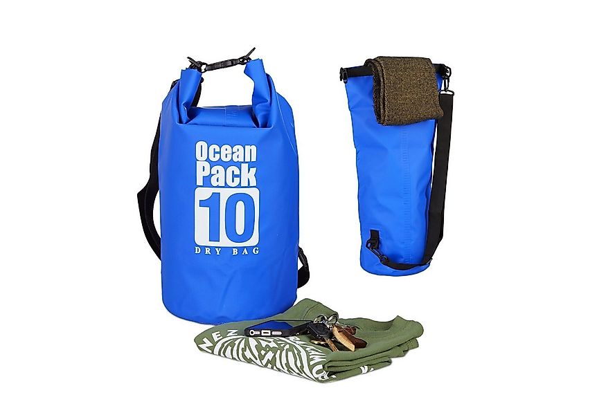 relaxdays Packsack Ocean Pack 10L wasserdicht, blau günstig online kaufen