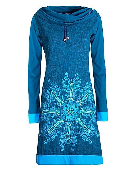 Vishes Tunikakleid Damen Schal-Kragen Mandala-Kleid Langarm-Shirtkleid Baum günstig online kaufen