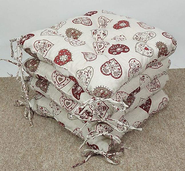 Rattani Sitzkissen Set 4x Stuhlkissen/Sitzkissen Klara 42 x 42 x 8 cm Stoff günstig online kaufen