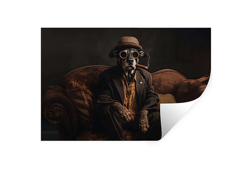 MuchoWow Wandsticker Hund - Zigarre - Hut - Anzug (1 St), Wandtattoo, Selbs günstig online kaufen