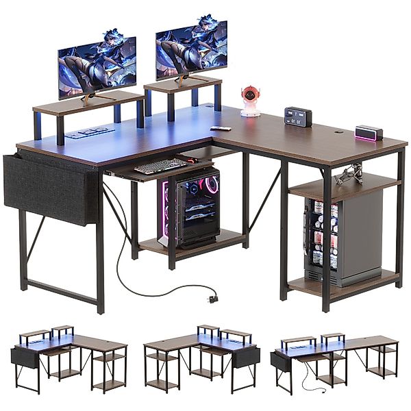 HOMALL Eckschreibtisch Eckschreibtisch Computertisch mit Monitorständer günstig online kaufen