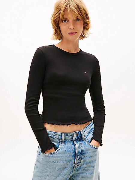 Tommy Jeans Langarmshirt "TJW SLIM SH LETTUCE EDGE RIB LS" mit gerippter St günstig online kaufen