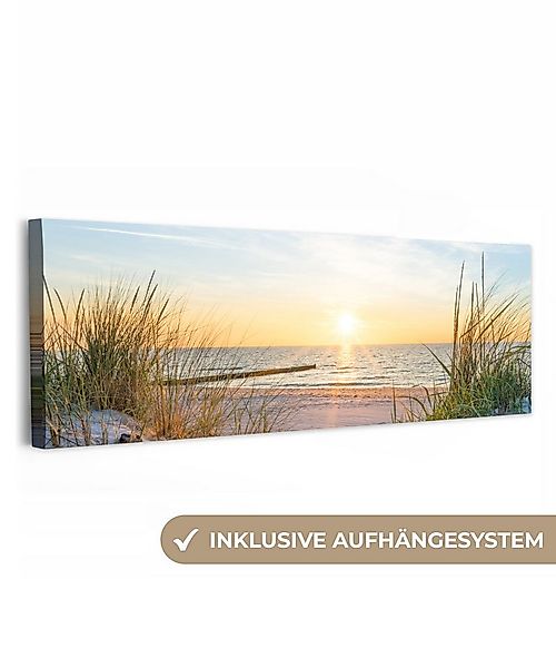 OneMillionCanvasses® Leinwandbild Panorama Strand - Sonne - Düne - Gras - S günstig online kaufen