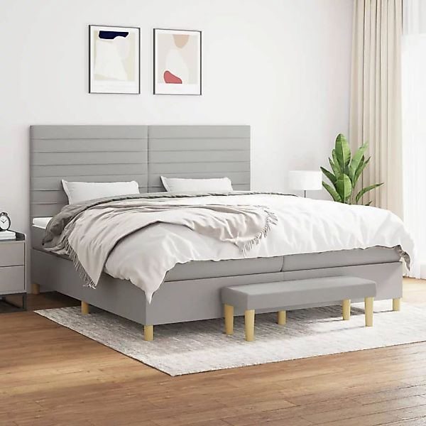 Vidaxl Boxspringbett Mit Matratze Hellgrau 200x200 Cm Stoff günstig online kaufen