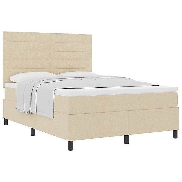 vidaXL Bett Boxspringbett mit Matratze Creme 160x200 cm Stoff (1-tlg) günstig online kaufen