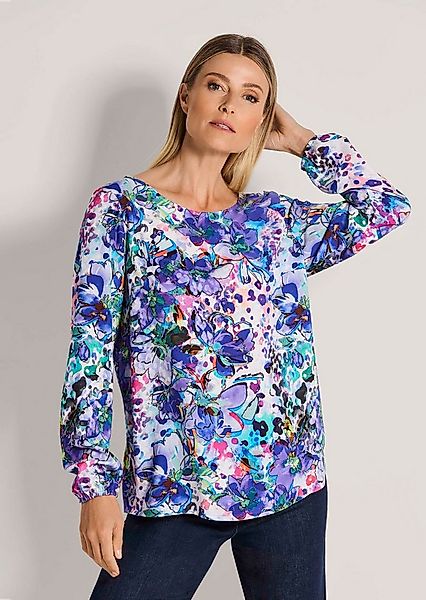MADELEINE Schlupfbluse Viskosebluse mit floralem Aquarellmuster Freizeitblu günstig online kaufen
