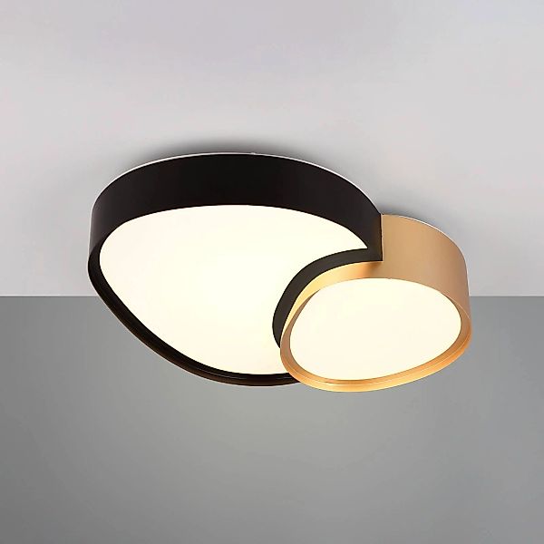 LED-Deckenlampe Rise, schwarz-gold, 43 x 36 cm, CCT, dimmbar günstig online kaufen