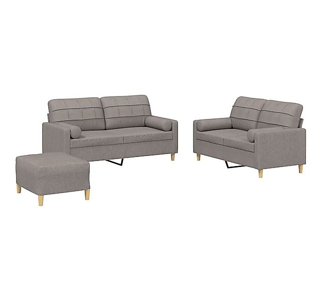 vidaXL Sofa 3-tlg. Sofagarnitur mit Kissen Taupe Stoff günstig online kaufen
