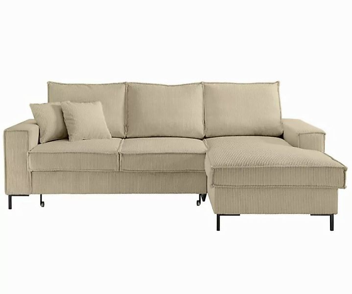 luma-home Ecksofa 17220, mit Bettfunktion und Bettkasten 240x150 cm, Wellen günstig online kaufen