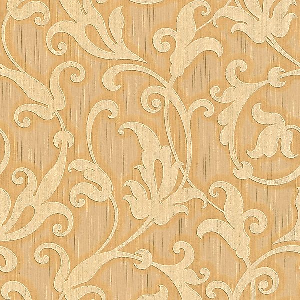 PROFHOME 954903-GU Textiloptik Tapete Barock Matt Orange Gold Gelb 0,53 m x günstig online kaufen