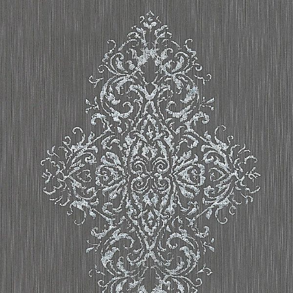 Bricoflor Neobarock Tapete mit Glitzer in Silber Ornament Textiltapete in a günstig online kaufen