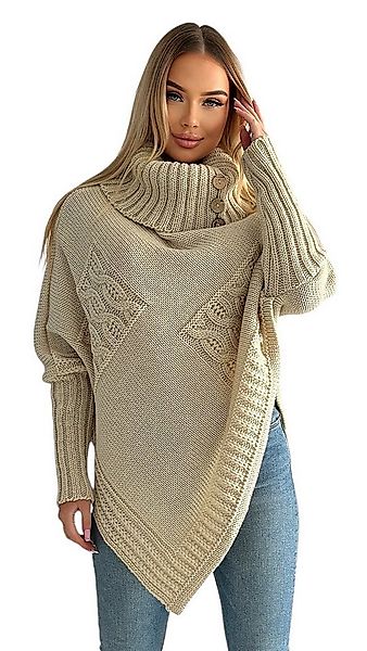 Mississhop Strickponcho Poncho Strick Sweatshirt Pullover Umhang Überwurf günstig online kaufen