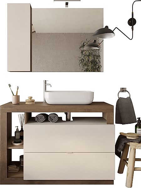 welltime Badmöbel-Set »Hamburg, Badezimmerset 2tlg. Breite 110 cm, Badmöbel günstig online kaufen