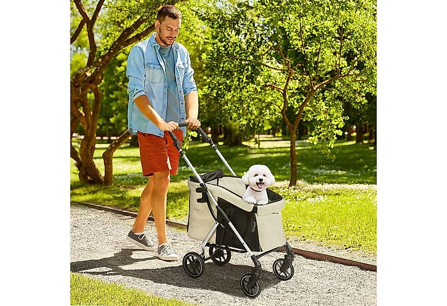 PawHut Hundebuggy klappbar, für Hunde bis 10 kg, mit Kissen, Netzfenstern, günstig online kaufen