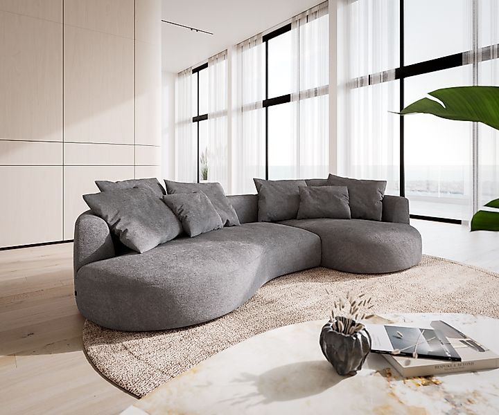 Sofa Edina 330x170 cm Mikrofaser Grau günstig online kaufen