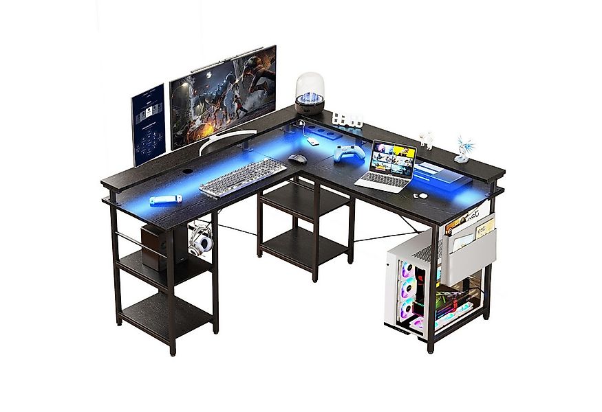 BBWL Computertisch L-förmiger Gaming-Schreibtisch mit LED, Steckdose, Monit günstig online kaufen