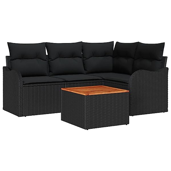 vidaXL Garten-Sofa-Set 5-Tlg Schwarz 3356119 günstig online kaufen