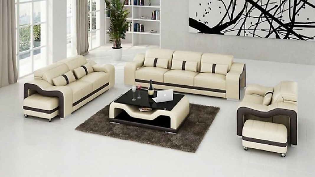 JVmoebel Sofa Schwarz-weiße Sofagarnitur 3+1+1 Sitzer Stilvolle Designermöb günstig online kaufen