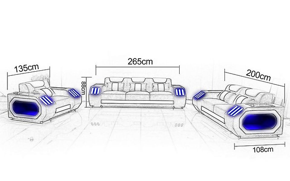 Xlmoebel Sofa Neues 4-teiliges Set Wohnlandschaft mit 3-Sitzer-Sofa und Cou günstig online kaufen