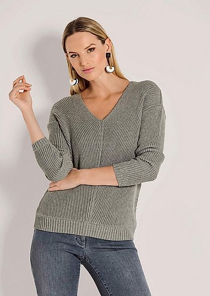 MADELEINE Strickpullover Langarm-Pullover mit V-Ausschnitt Winterpullover m günstig online kaufen