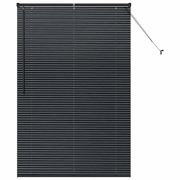 vidaXL Balkenjalousien mit Vorhängen Schwarz 175 x 120 cm Aluminium 4200615 günstig online kaufen