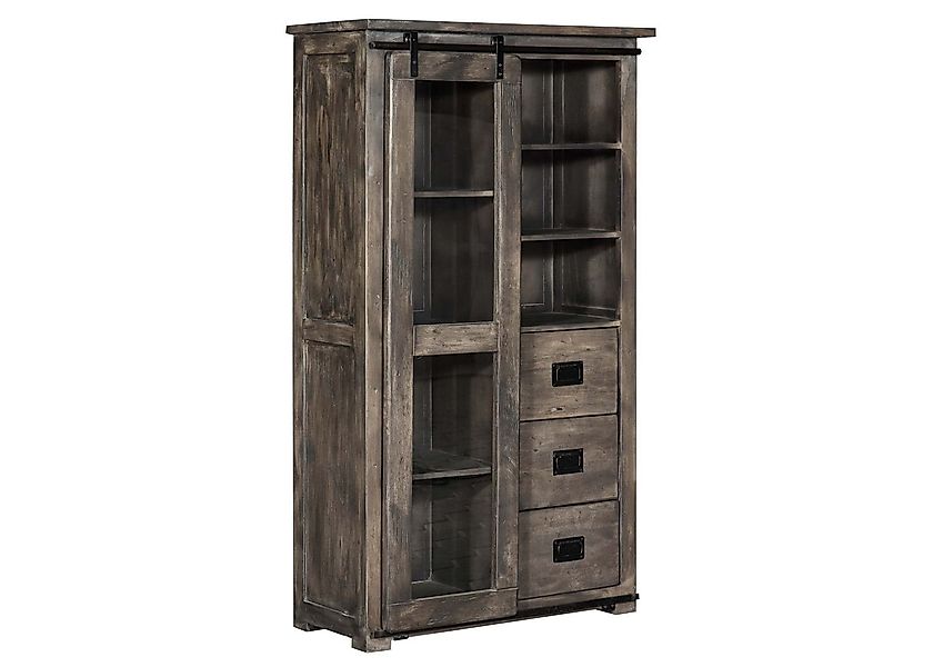 Massivmoebel24 Standvitrine (Mango 100x45x175 grau lackiert günstig online kaufen