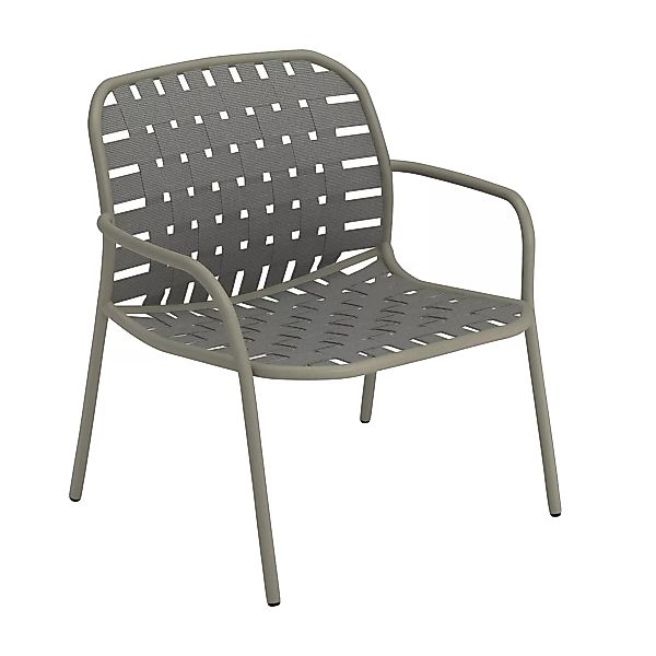 emu - Yard Lounge Gartenarmlehnstuhl - graugrün/Sitz elastische Gurte graug günstig online kaufen