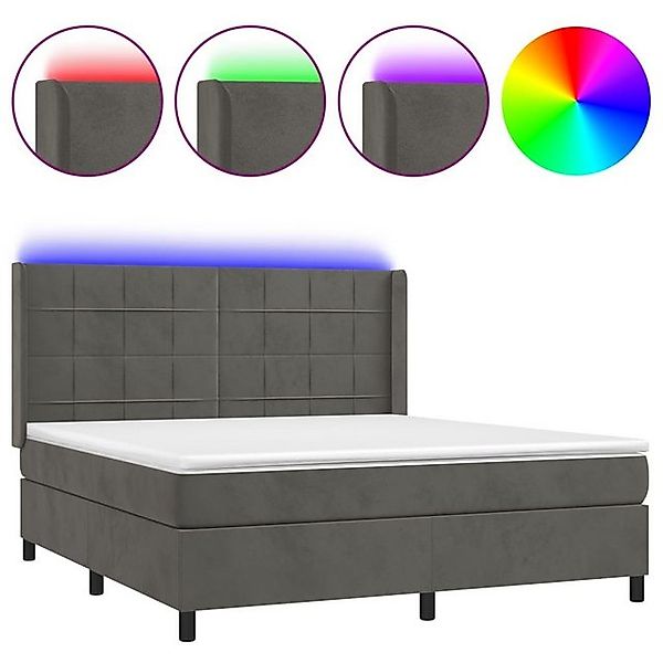 vidaXL Boxspringbett Boxspringbett mit Matratze LED Dunkelgrau 160x200 cm S günstig online kaufen