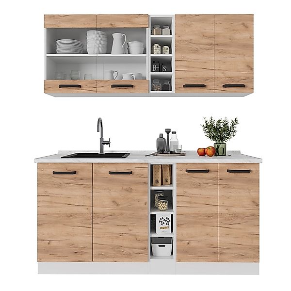 Vicco R-Line Singleküche Goldkraft Eiche/Weiß 160 cm AP Eiche günstig online kaufen