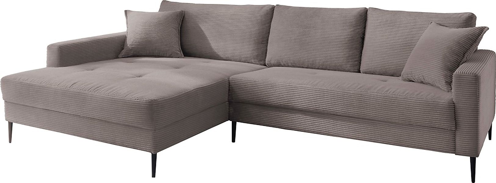 Trends by HG Ecksofa »Summer L-Form« in Cord-Stoff mit Metallfuß günstig online kaufen