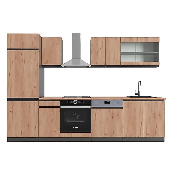 Vicco R-Line Küchenzeile Goldkraft Eiche/Anthrazit 300 cm AP Eiche ohne E-G günstig online kaufen