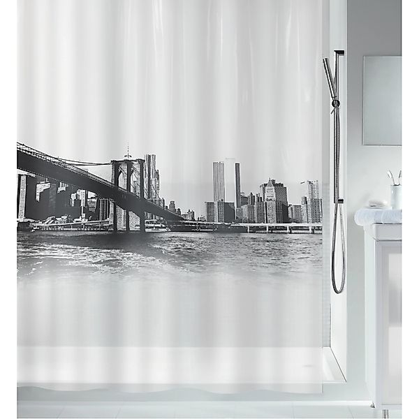 Spirella Duschvorhang New Brook 180 cm x 200 cm Weiß-Schwarz günstig online kaufen