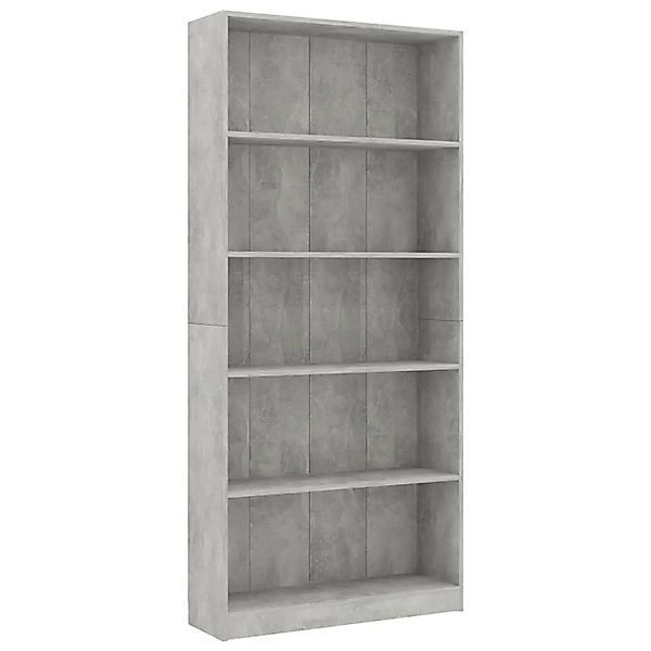 vidaXL Bücherregal 5 Fächer Betongrau 80x24x175 cm Holzwerkstoff 800922 günstig online kaufen