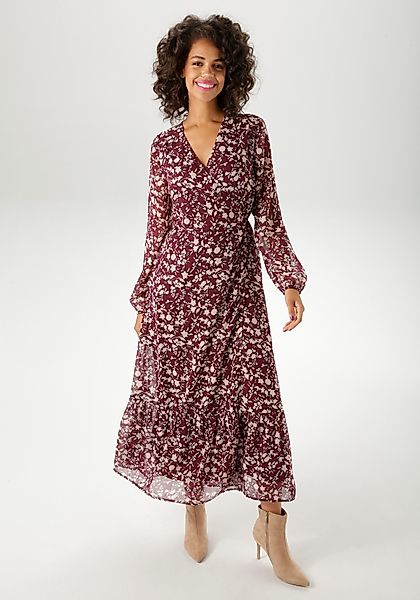Aniston CASUAL Wickelkleid mit grafischen Blumendruck günstig online kaufen
