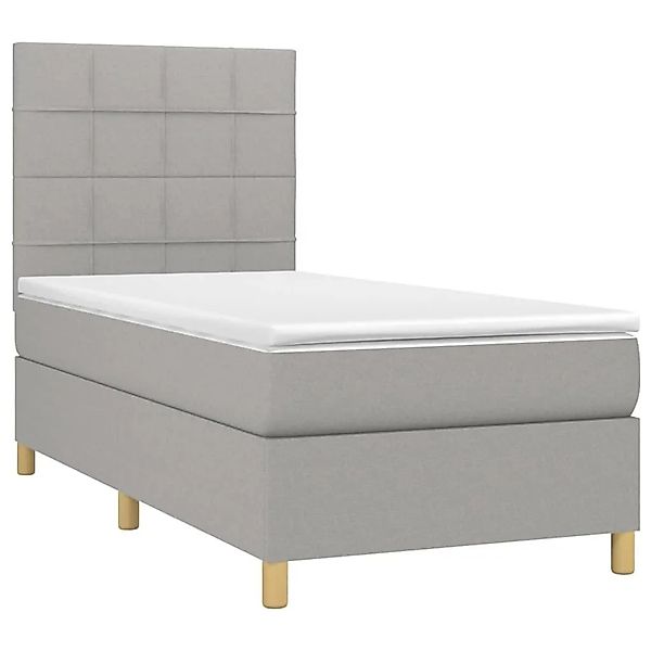 vidaXL Boxspringbett mit Matratze & LED Hellgrau 90x200 cm Stoff 3135405 günstig online kaufen