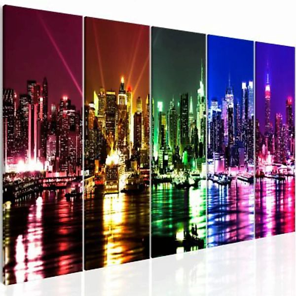 artgeist Wandbild Rainbow New York (5 Parts) Narrow schwarz Gr. 200 x 80 günstig online kaufen