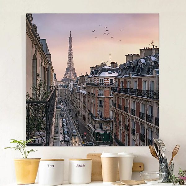 Leinwandbild Eiffelturm bei Sonnenuntergang günstig online kaufen