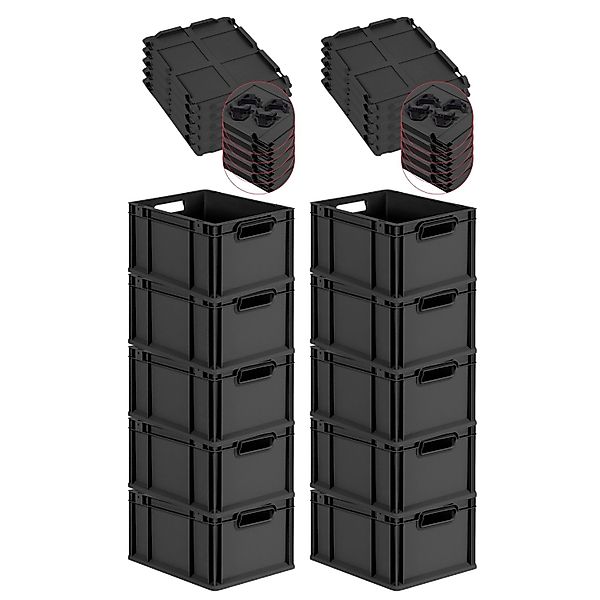 PROREGAL SuperSparSet 10x Eurobox Nextgen Grip Mit Scharnierdeckel Und Schw günstig online kaufen