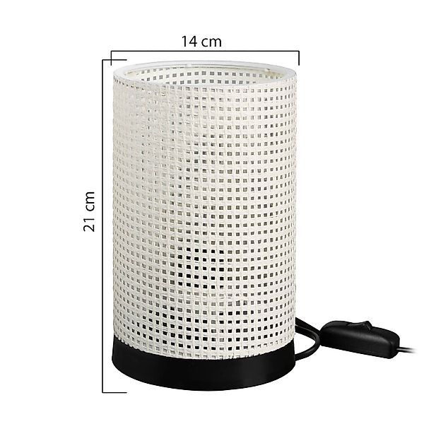Tischleuchte Tina, weiß gemustert, zylindrisch, Ø 14 cm günstig online kaufen