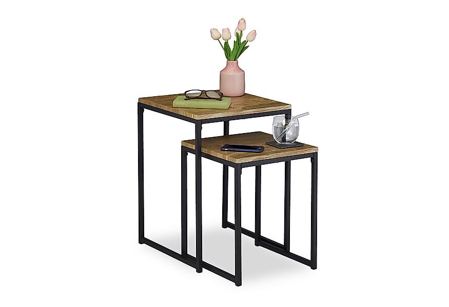 relaxdays Beistelltisch 2er Set Holzoptik günstig online kaufen
