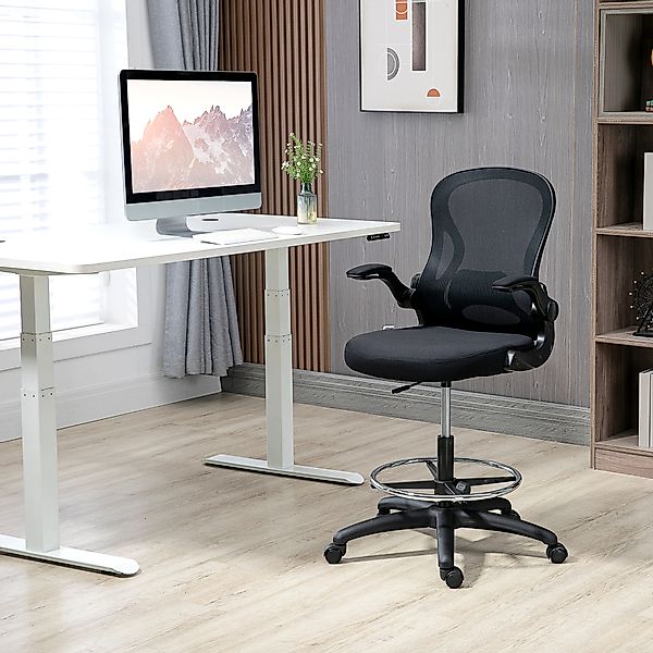 Vinsetto Bürostuhl, Ergonomischer Zeichenstuhl mit verstellbarem Fußring, D günstig online kaufen