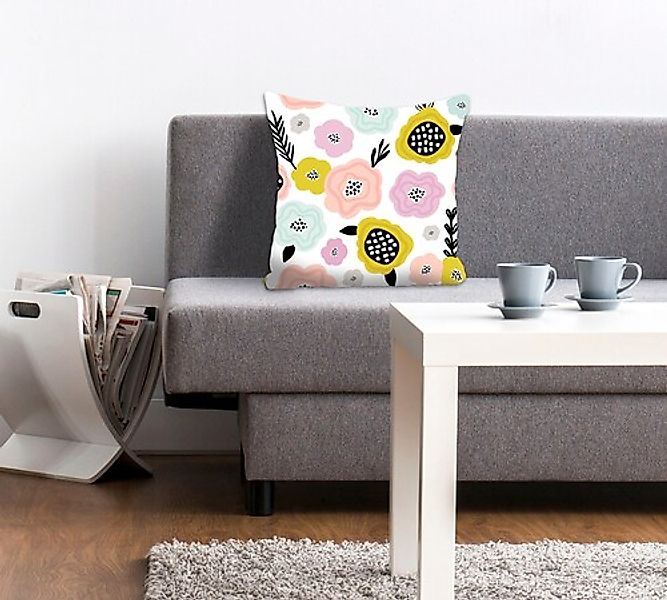 queence Dekokissen "Alek" mit bunten Blumen günstig online kaufen