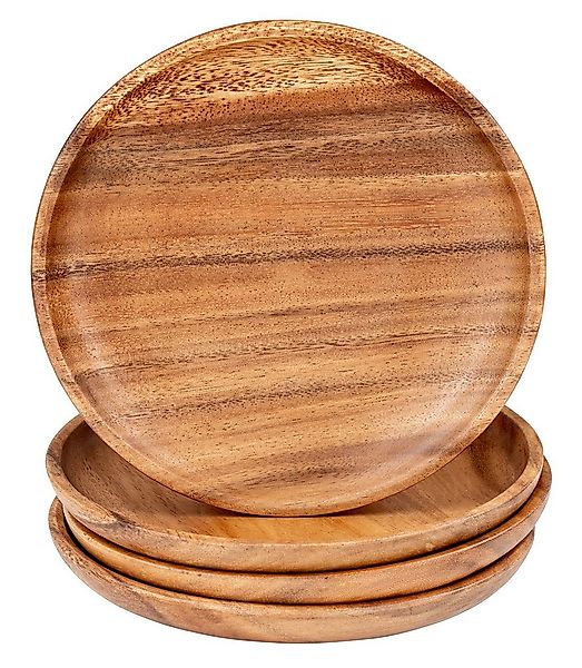 Levandeo® Dekoteller, 4er Set Runde Teller Akazie Ø20cm Holzteller Snacktel günstig online kaufen