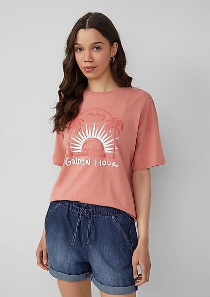 QS Kurzarmshirt Baumwollshirt mit Frontprint günstig online kaufen